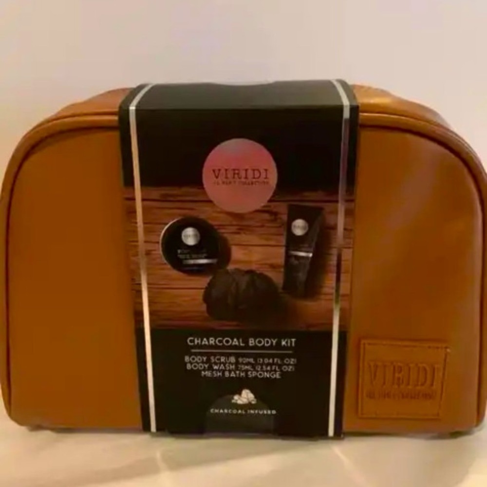Viridi Men’s Charcoal Body Kit In Brown Zip Toiletry Bag